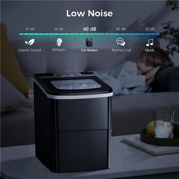 Countertop Ice Maker Machine, Portable Ice Makers with Ice Scoop& Basket (Black) - Picture 4 of 5
